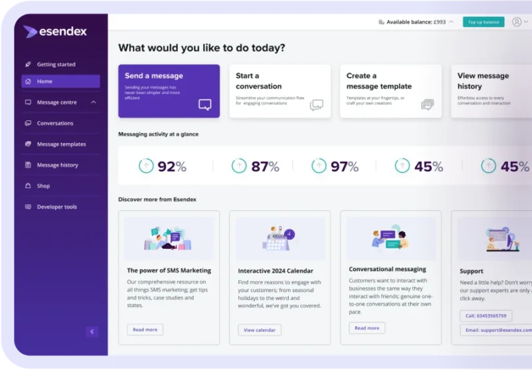 The Esendex Portal dashboard